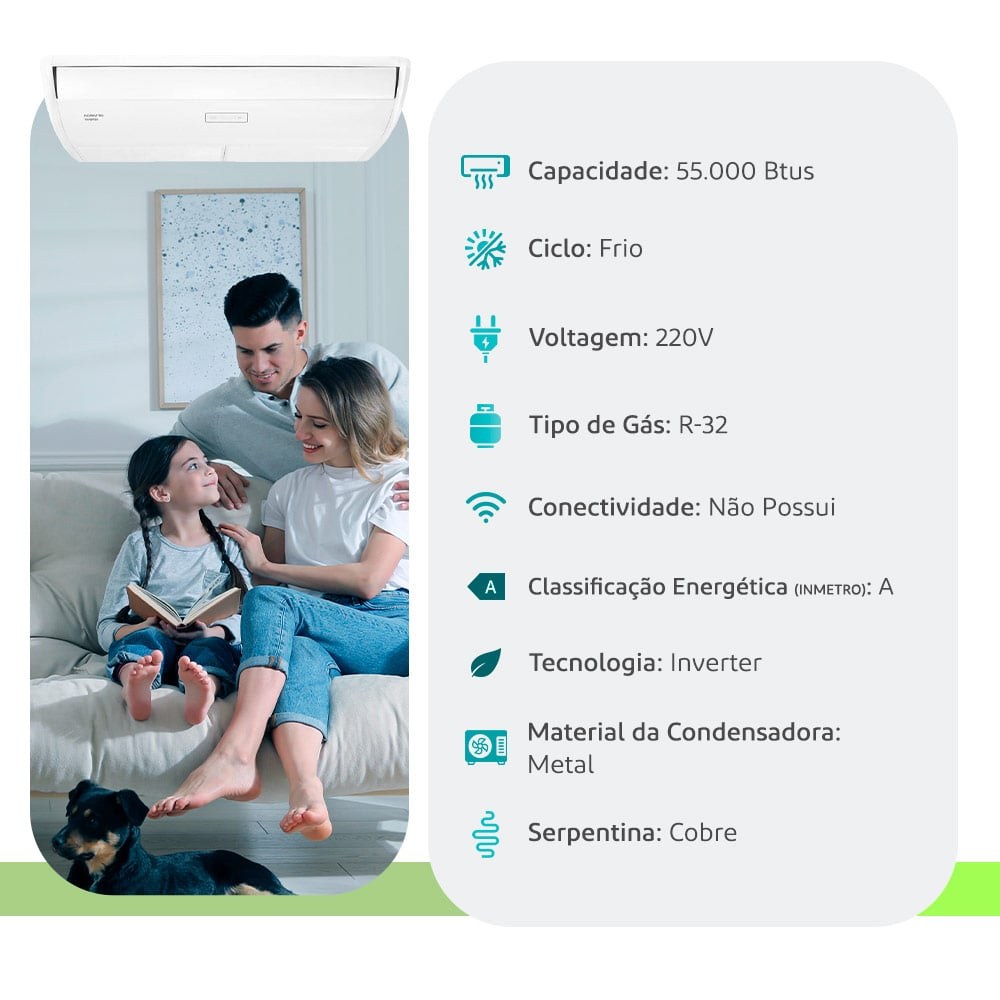Piso-Teto Agratto 55.000 BTUs Frio Inverter 220V — Selo Procel A - vista 2