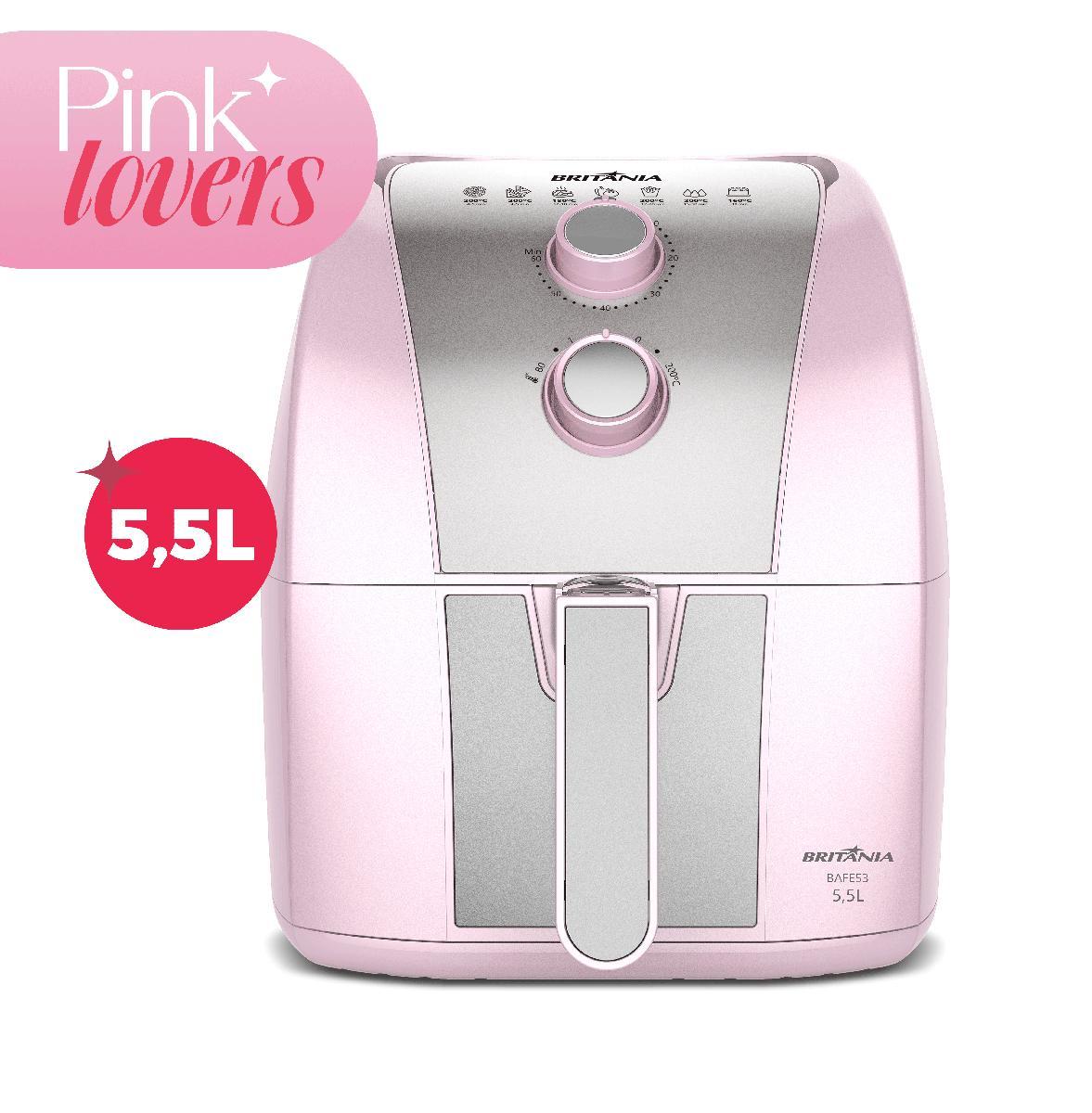 Air Fryer Britânia BAFE53 5,5L Rosa Pinkstone 1500W — Novo Lacrado