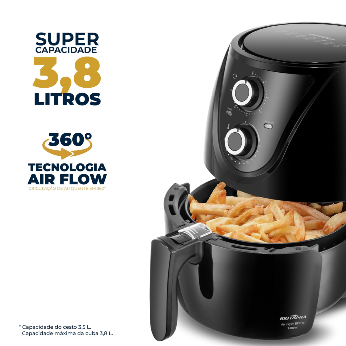 Air Fryer Britânia Bella Cuccina BCFR04 3,8L Sem Óleo 1500W — Pronta Entrega - vista 4