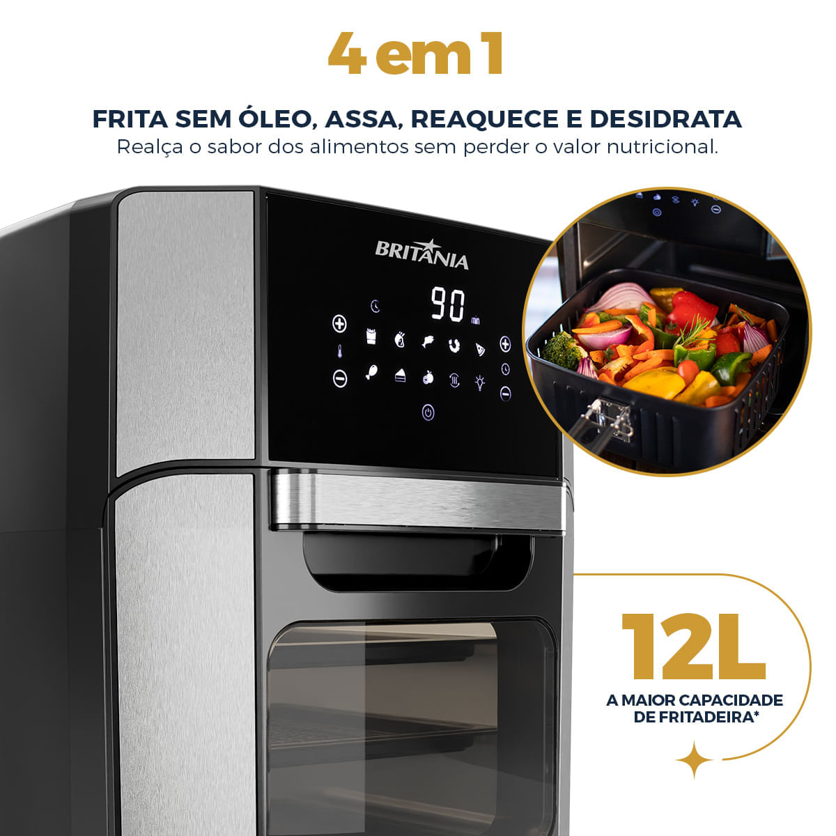 Forno Air Fryer Oven Britânia BFR2100 12L 4 em 1 1800W — Novo Lacrado - vista 3