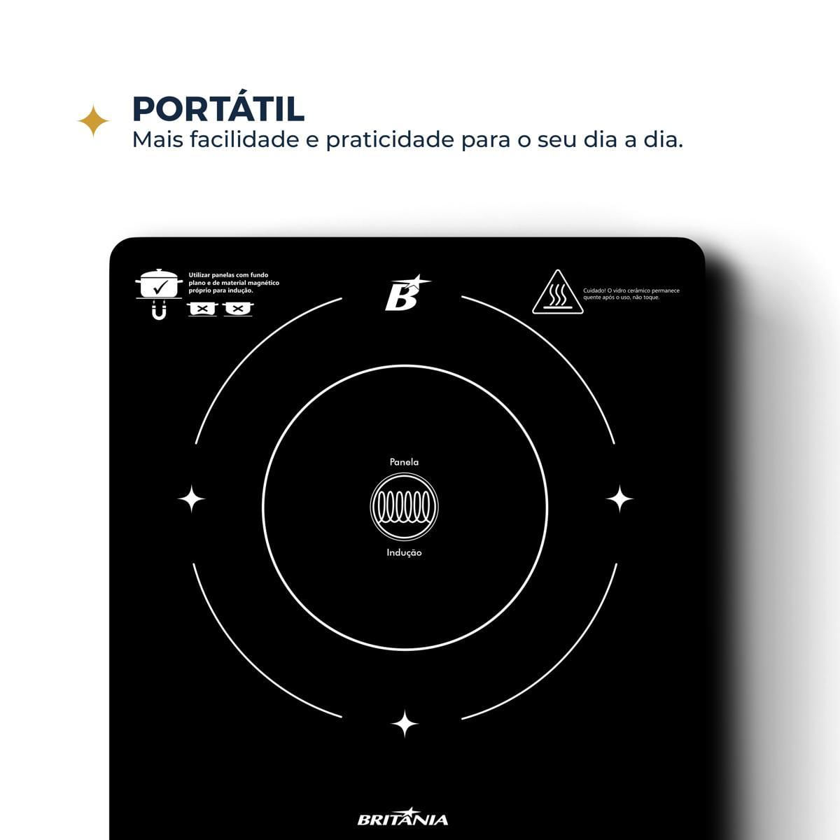 Cooktop Portátil de Indução Britânia BCT10A 1 Boca 2000W — Original com Nota Fiscal - vista 2