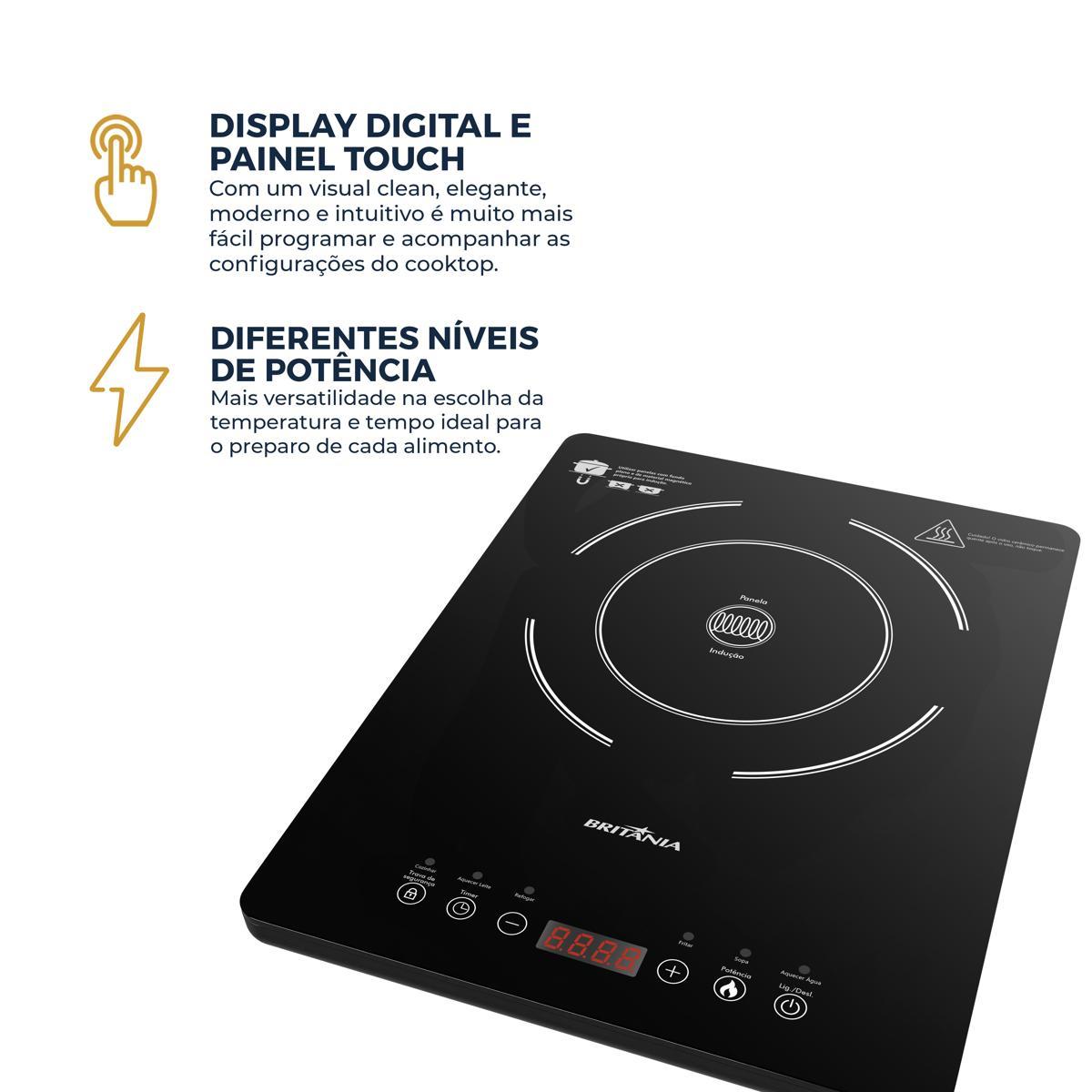 Cooktop Portátil de Indução Britânia BCT10A 1 Boca 2000W — Original com Nota Fiscal - vista 3