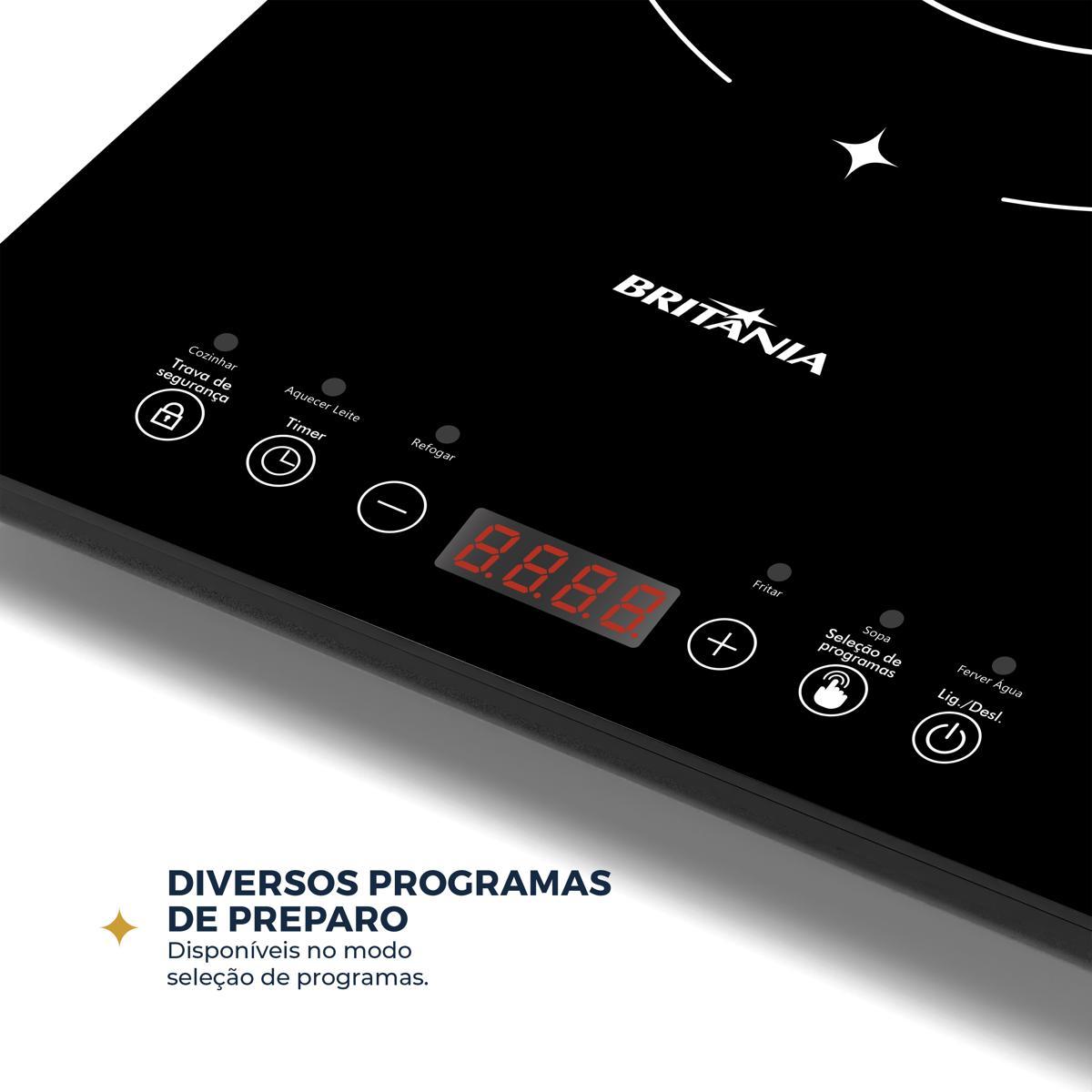 Cooktop Portátil de Indução Britânia BCT10A 1 Boca 2000W — Original com Nota Fiscal - vista 4