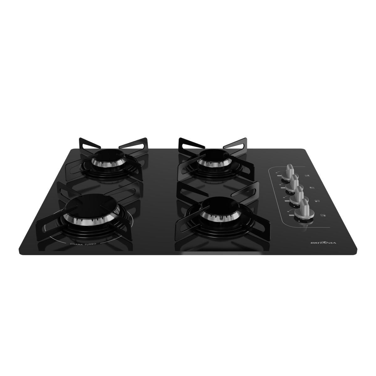 Cooktop a Gás Britânia BCT4P 4 Bocas Mesa de Vidro — Original com Nota Fiscal