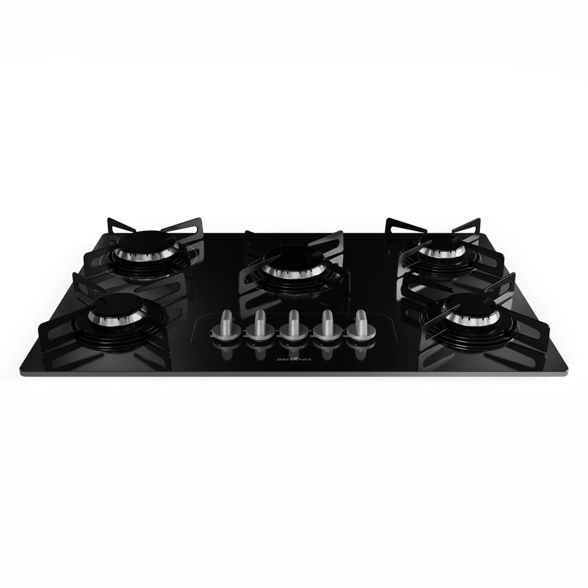 Cooktop a Gás Britânia BCT5P 5 Bocas Mesa de Vidro — Original com Nota Fiscal