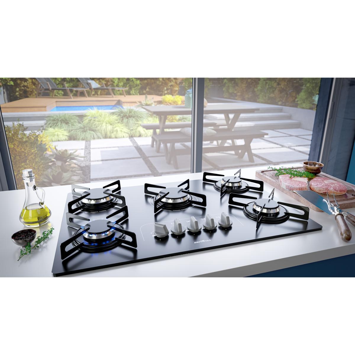 Cooktop a Gás Britânia BCT5P 5 Bocas Mesa de Vidro — Original com Nota Fiscal - vista 2