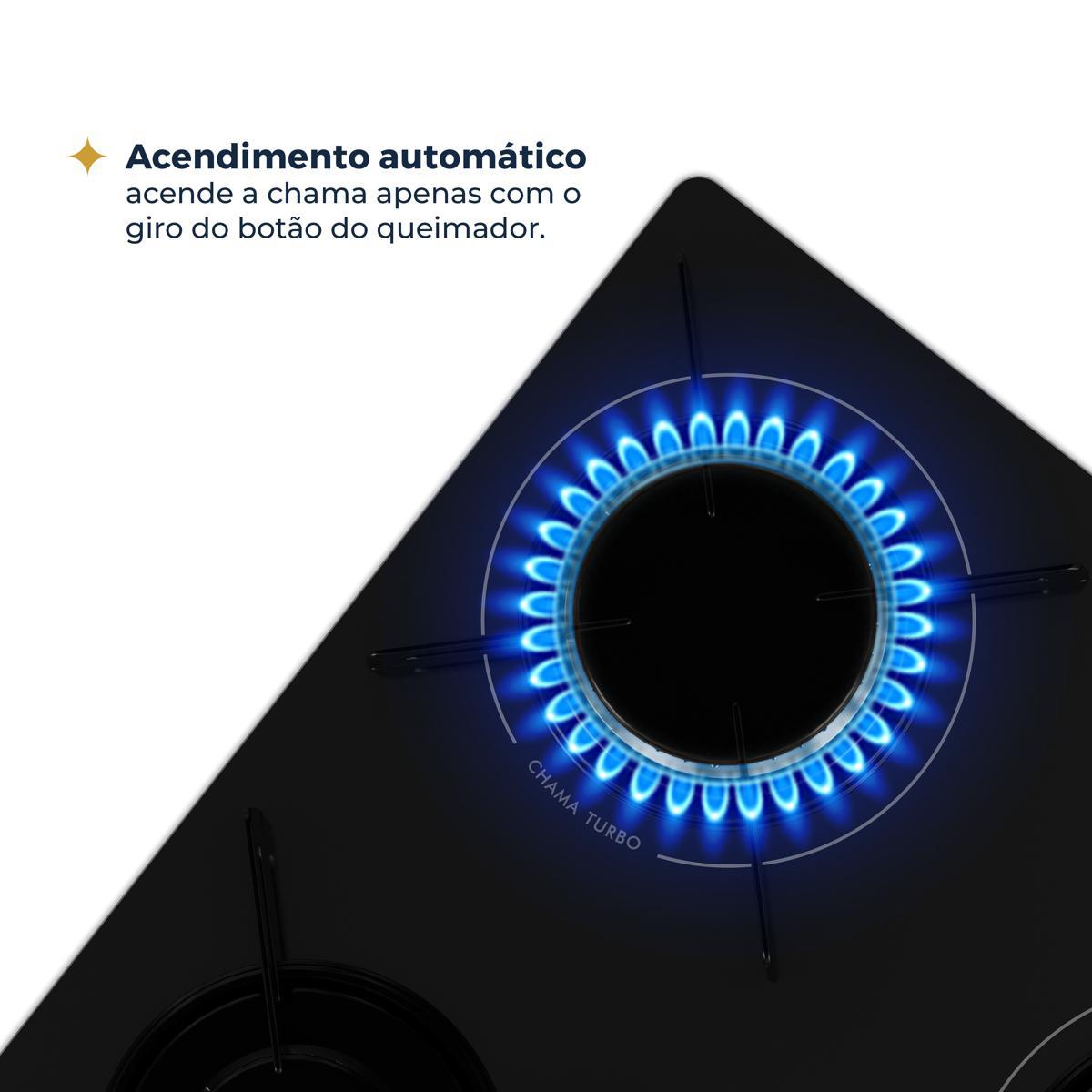Cooktop a Gás Britânia BCT5P 5 Bocas Mesa de Vidro — Original com Nota Fiscal - vista 4