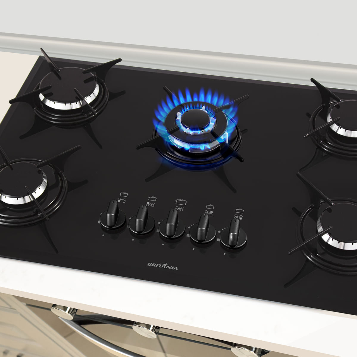 Cooktop a Gás Britânia Concept BCT7PTC 5 Queimadores Tripla Chama — Original com Nota Fiscal - vista 3