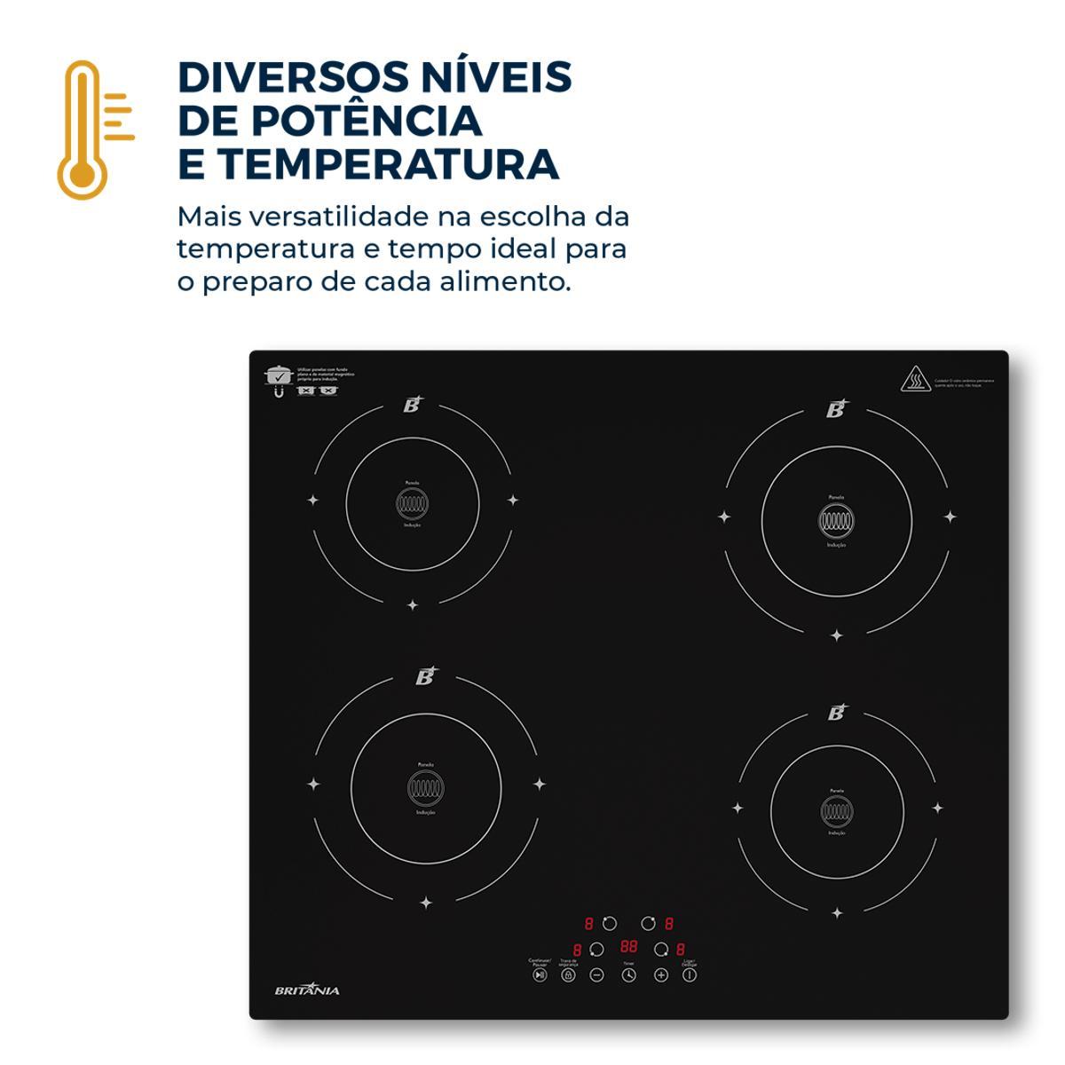 Cooktop de Indução Britânia BCTE40A 4 Bocas 6400W — Novo Lacrado - vista 3