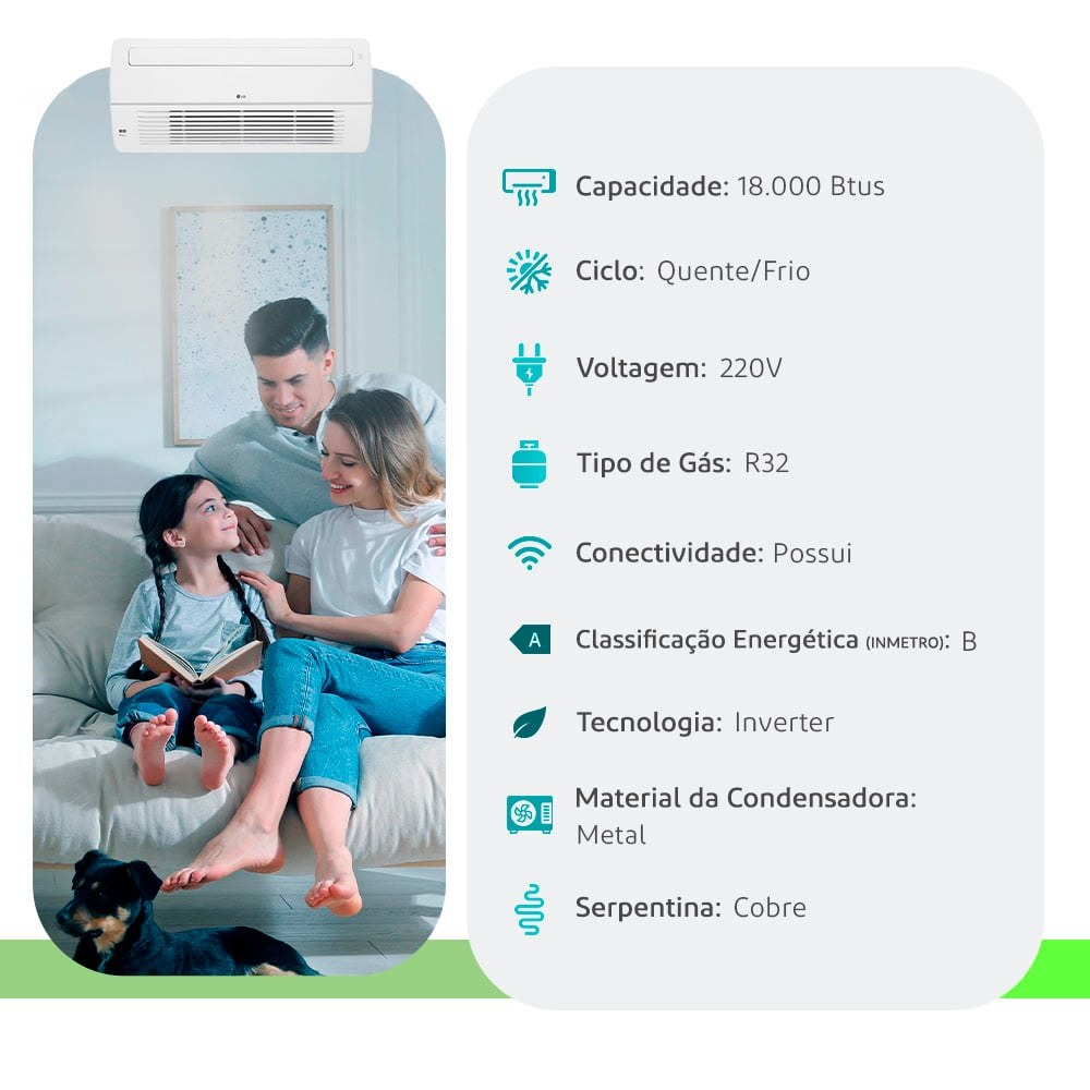 Cassete LG 18.000 BTUs Quente/Frio Inverter 220V — Selo Procel B - vista 2