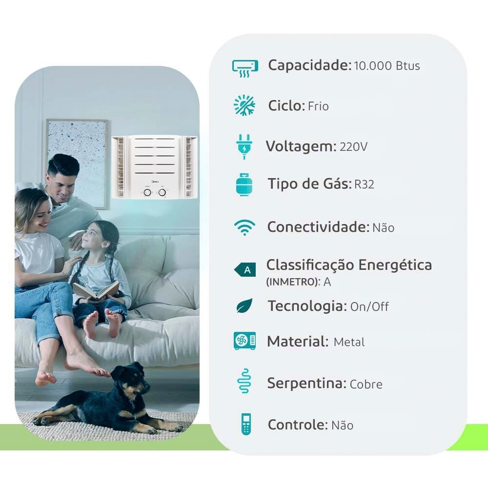 Midea Ar de Janela 10.000 BTUs Frio — 220V — Selo Procel A - vista 2