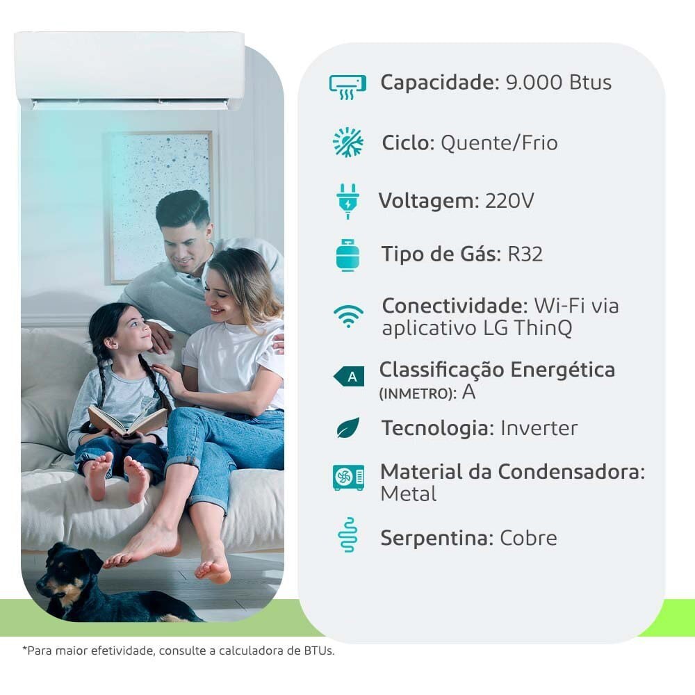 Split Inverter LG • 9.000 BTUs • 220V Quente/Frio Inverter — Selo Procel A - vista 2