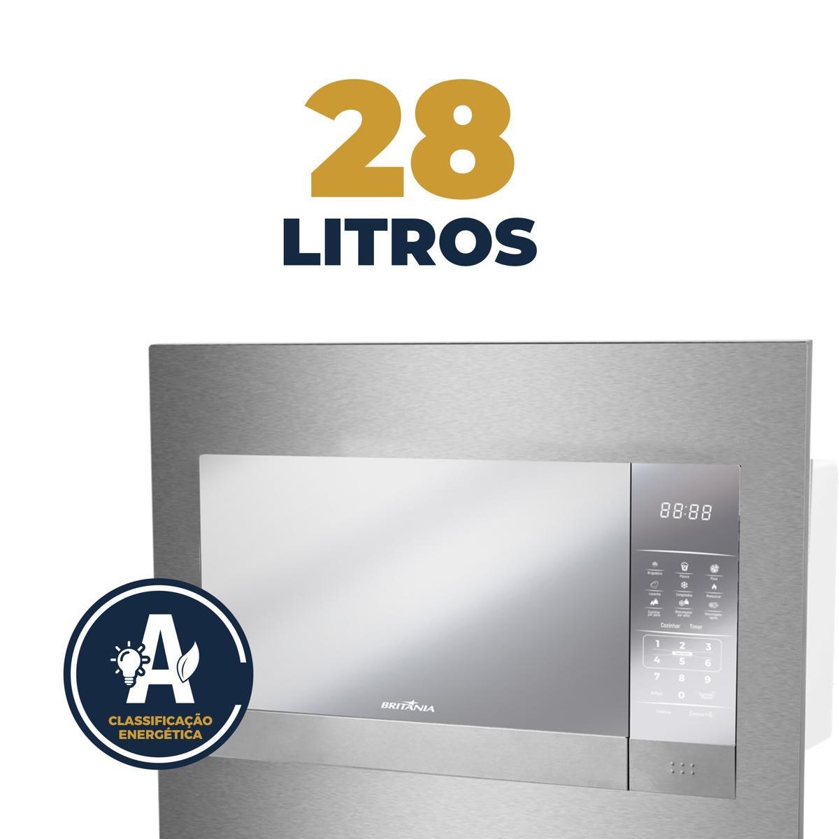 Micro-ondas de Embutir Britânia BMB28IEB 28L 1400W Inox — Pronta Entrega - vista 3