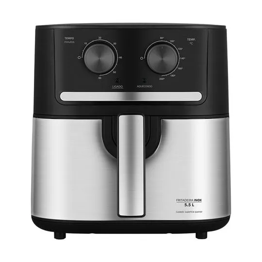 Fritadeira Air Fryer 5,5L Cyclone — Tecnologia de Circulação 360° — Preta e Inox