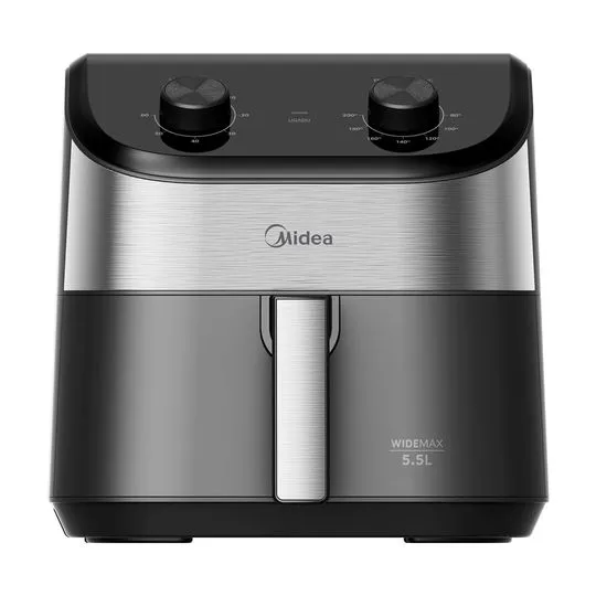 Fritadeira Air Fryer Midea 5,5L WideMax — Design Black & Inox