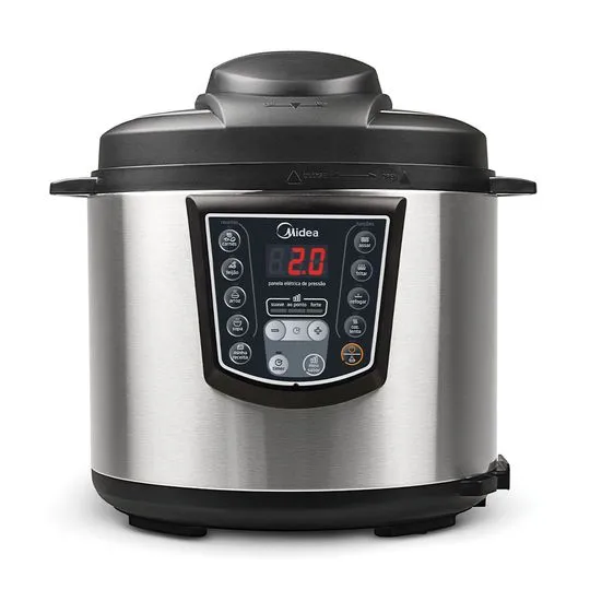 Panela de Pressão Elétrica Midea 6L Digital — Acabamento em Inox