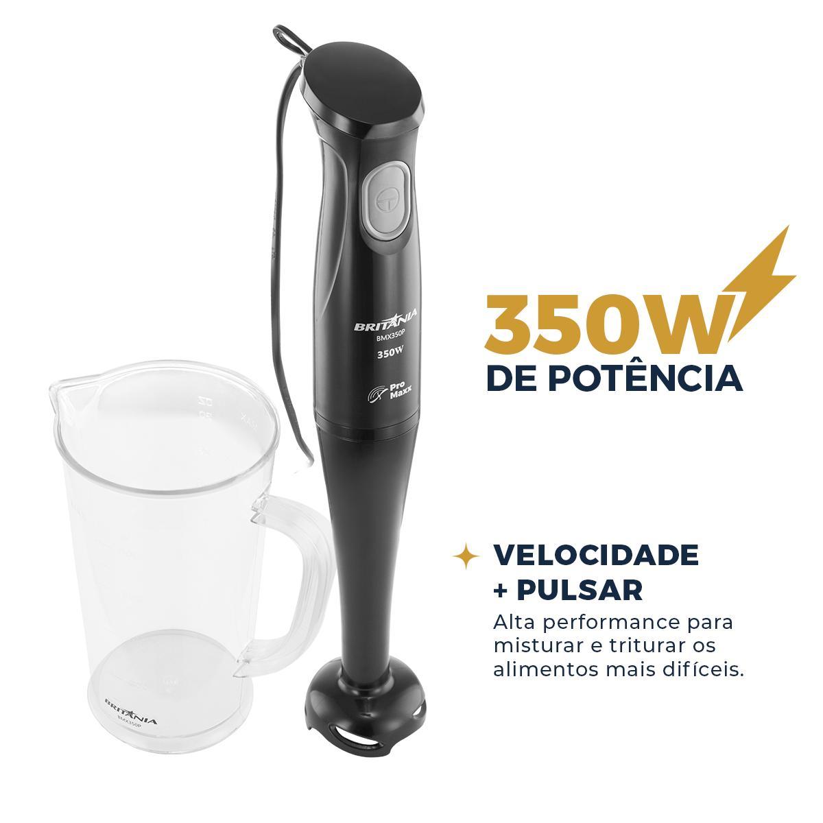Mixer Britânia BMX350P 350W Lâminas Pro Maxx — Pronta Entrega - vista 4
