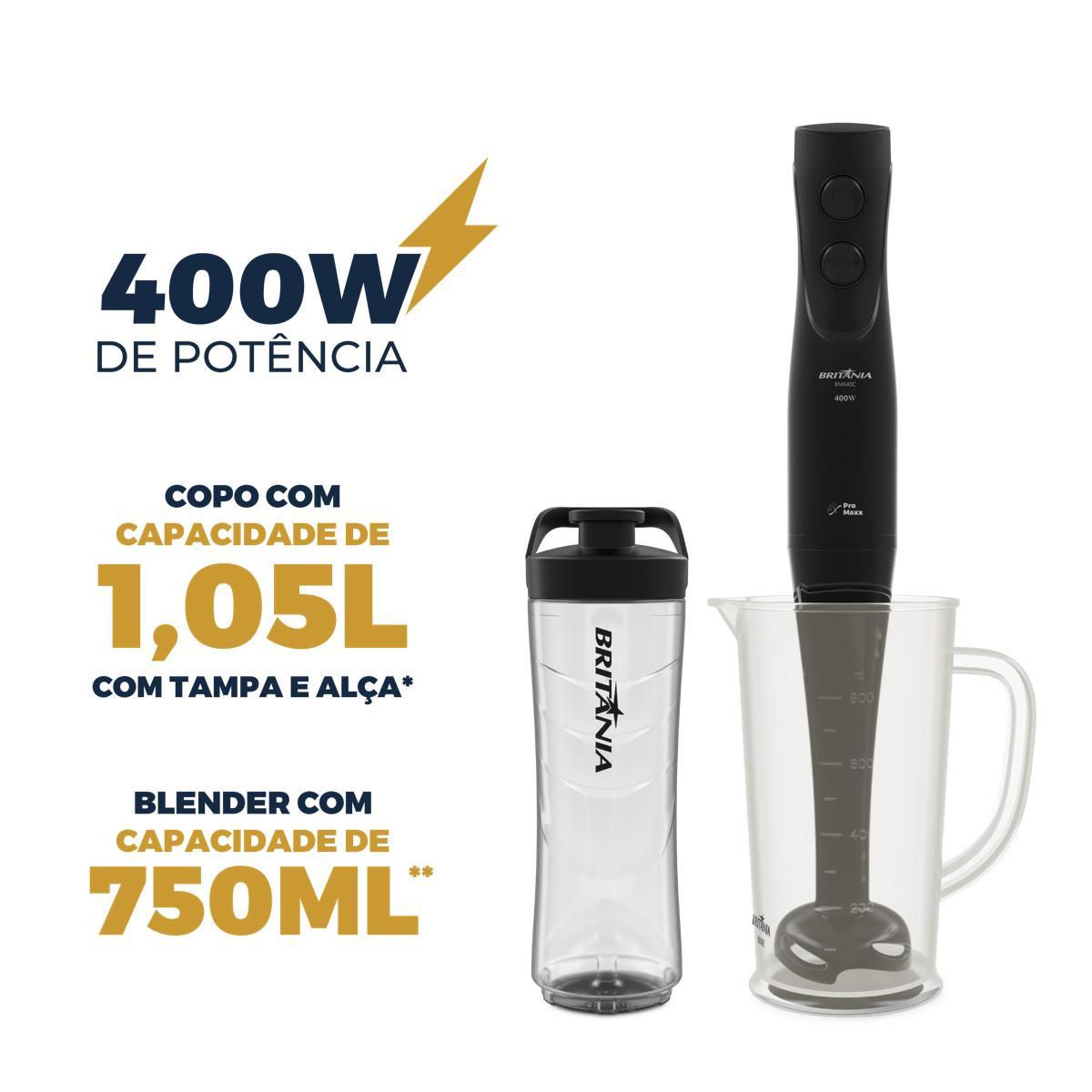 Mixer e Blender Britânia BMX40C 2 em 1 Turbo 400W — Pronta Entrega - vista 3