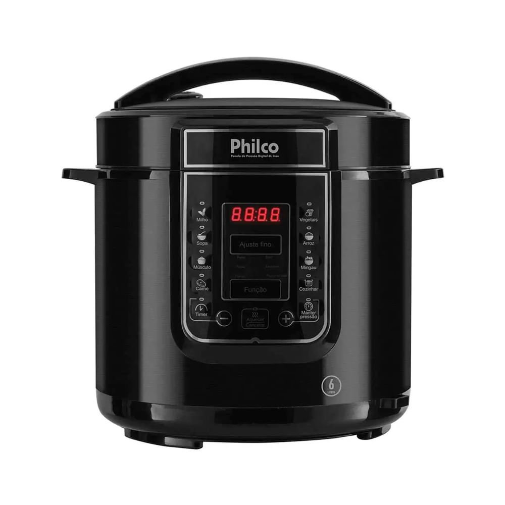 Panela de Pressão Elétrica Philco PPP01P 6L Preta 220V — Painel Digital e Múltiplas Funções